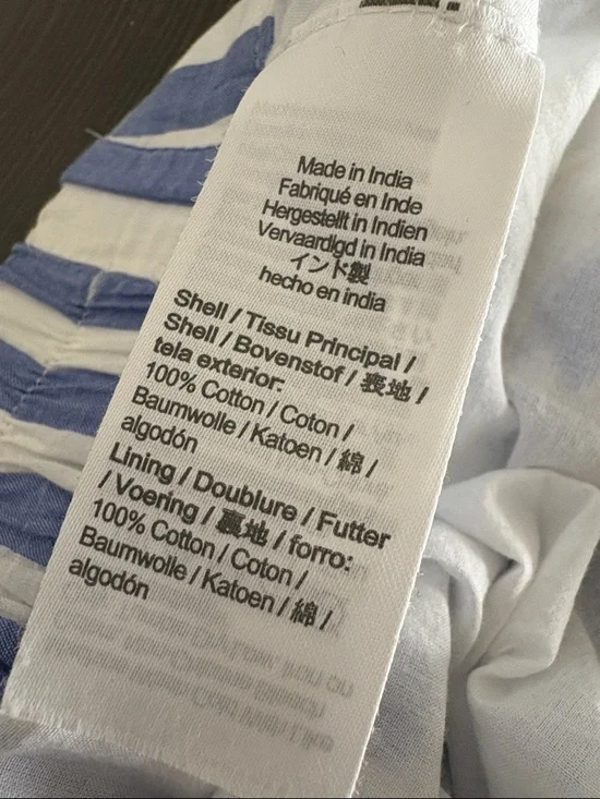 J Crew Factory Tiered midi skirt Sail Blue Stripe Pull on Cotton Preppy Size M - Picture 10 of 13